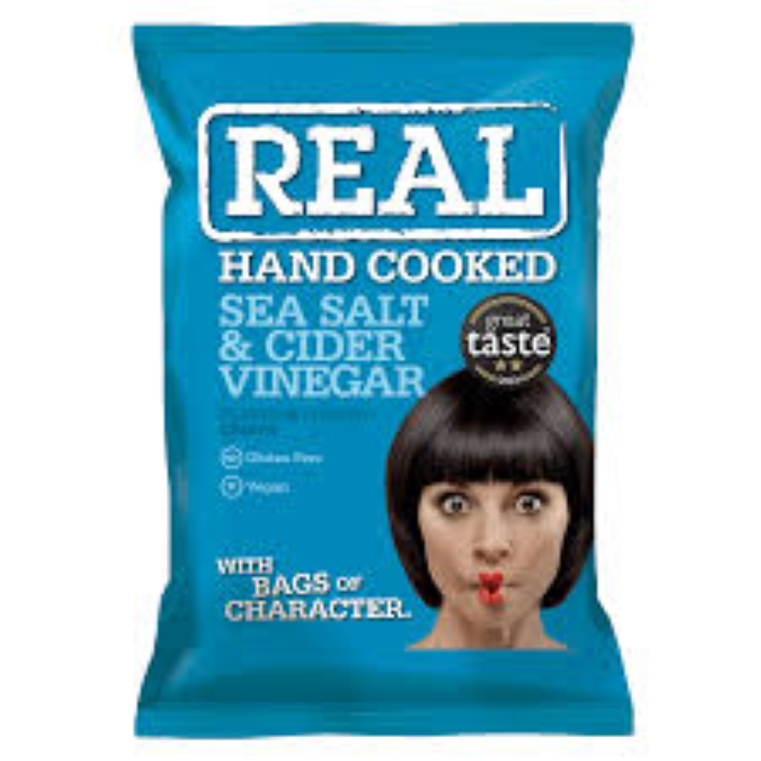 REAL SEA SALT& MALT VINEGAR CRISPS 150G